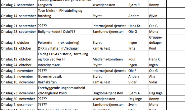 Møteprogram høsten 2016